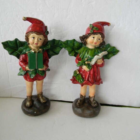 NEW Set of 2 Boy and Girl Elf Figures by Valerie PARR HILL - Picture 1 of 4